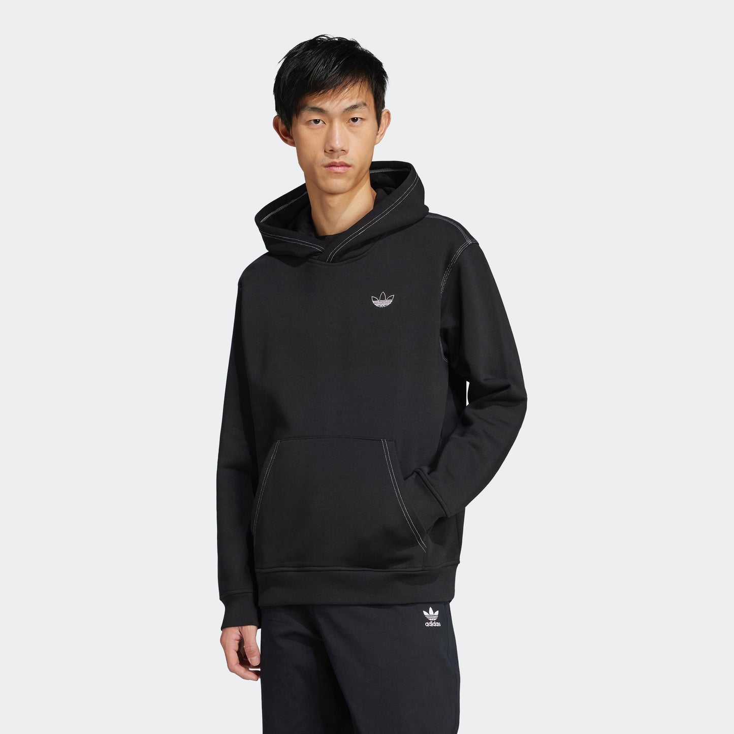 Ad Stitch Fleece Black Hoodie Loose fit